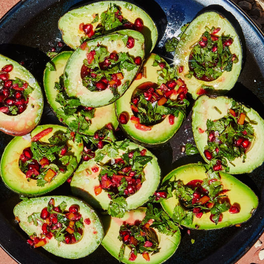 Avocado Cups with Pomegranate Salsa Verde