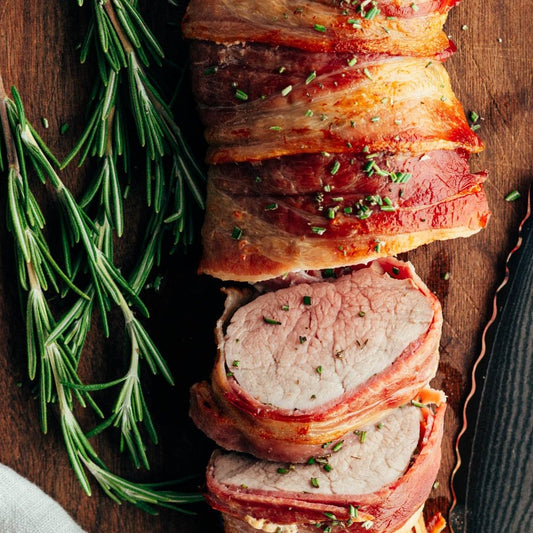 Bacon Wrapped Pesto Pork Tenderloin
