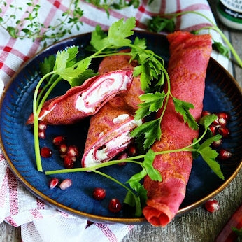 Beet Pancakes with Horseradish Filling