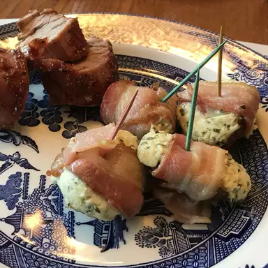 Blue Cheese Stuffed Bacon Wrapped Mushrooms