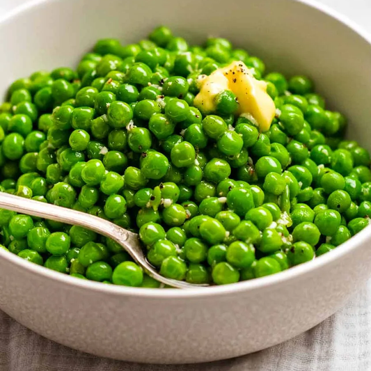 Brown Butter & Garlic Roasted Peas