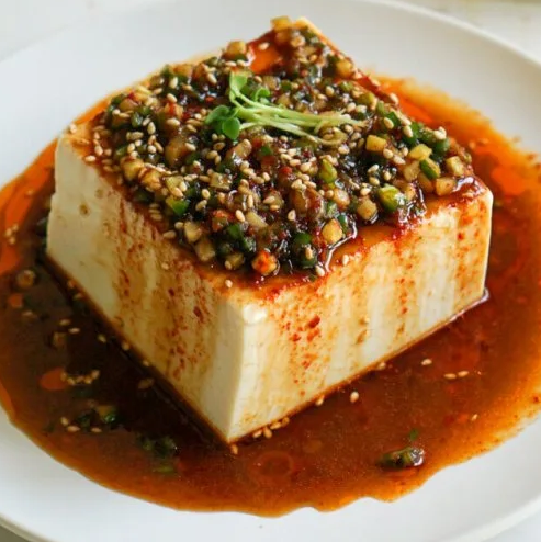 Chilled Tofu Cucumber & Kimchi Broth