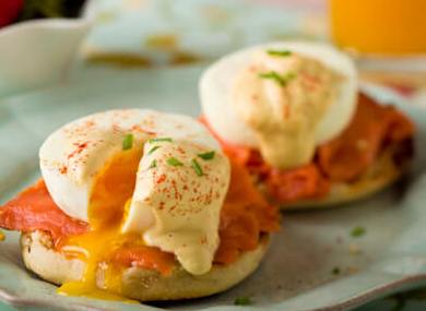 Eggs Benedict with Salmon & Orange Hollandaise