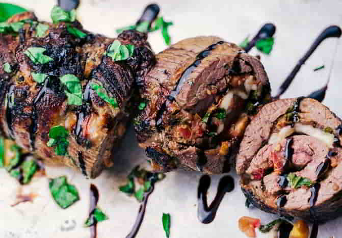 Flank Steak Caprese Pinwheels