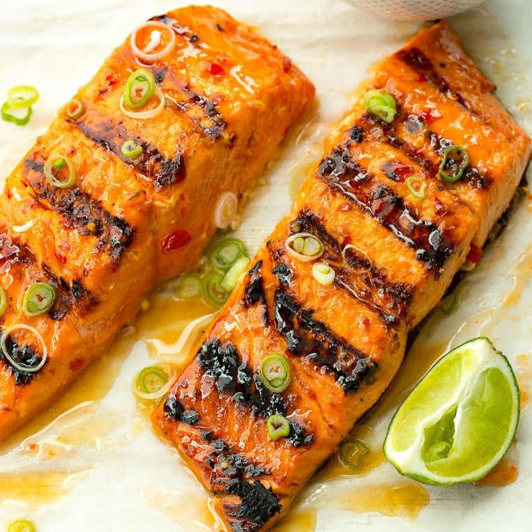 Grilled Salmon with Sweet Chilli Glaze