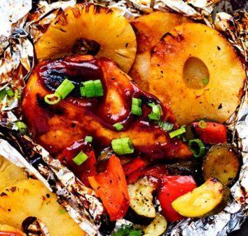 Hawaiian Barbecue Chicken in Foil