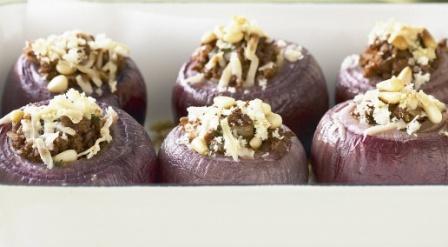 Lamb Stuffed Onions with Parmesan Breadcrumbs