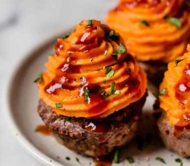Meatloaf Muffins with Sweet Potato Topping