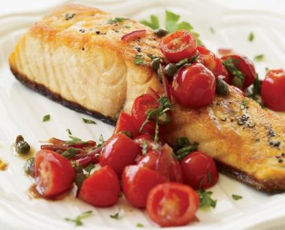 Pan-Roasted Salmon with Tomato Vinaigrette