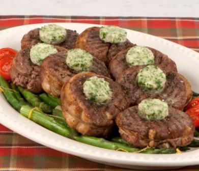 Peppered Lamb Medallions with Mint Butter