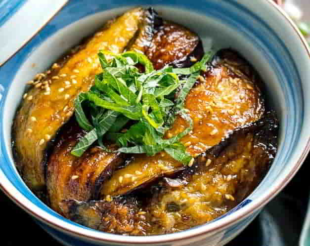 Soy Glazed Eggplant Donburi