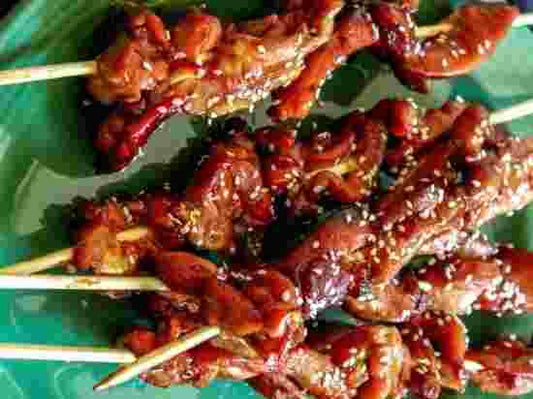 Sticky Bourbon Chicken Skewers