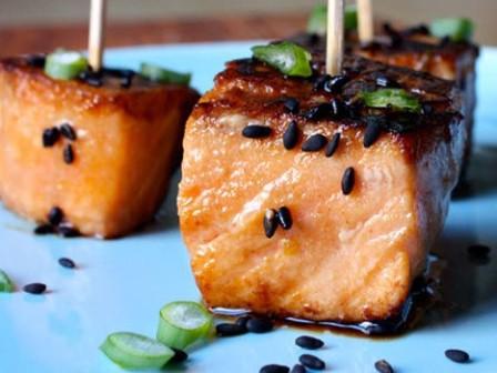 Teriyaki Salmon Bites