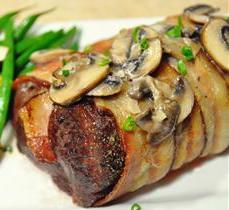 Venison Tenderloin Bacon with Garlic Cream Sauce