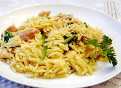 Chicken with Garlic & Orzo Noodles