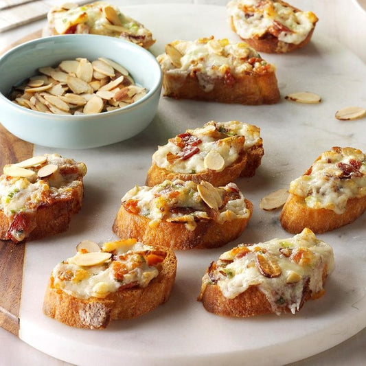 Almond-Bacon Cheese Crostini