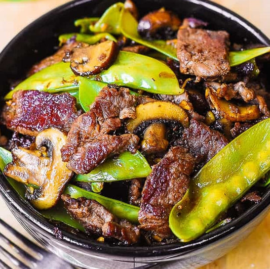 Asian Beef with Mushrooms & Snow Peas