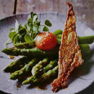 Asparagus with Crispy Chicken Skin