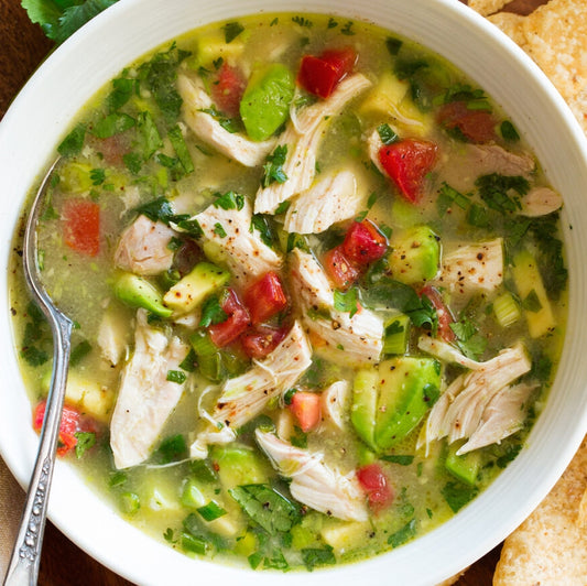 Avocado Soup with Chicken & Lime