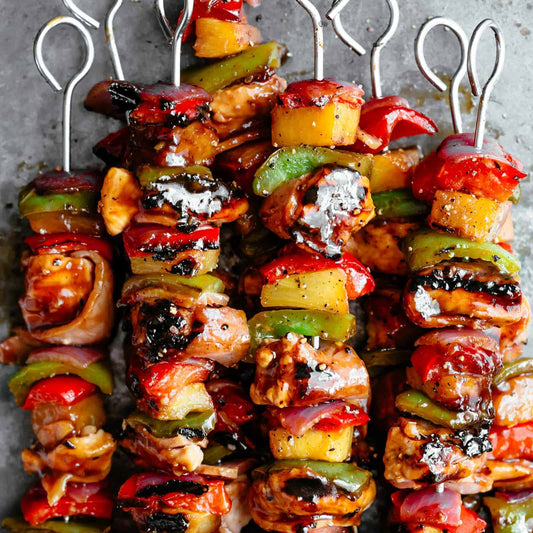 BBQ Chicken Pineapple Kebabs With Bacon