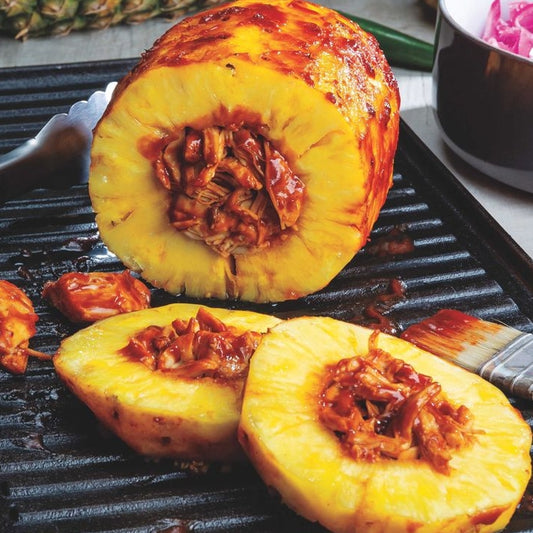 BBQ Chicken Stuffed Smoked Pineapple