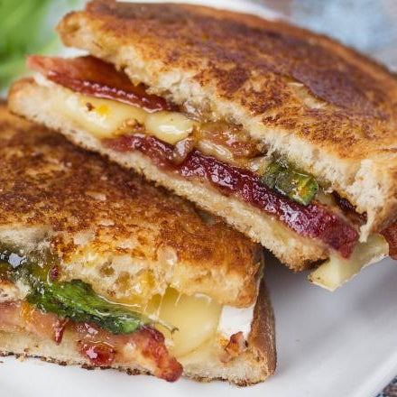 Bacon Brie and Apricot Grilled Cheese