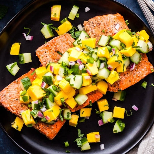 Baked Salmon and Cucumber Mint Salsa