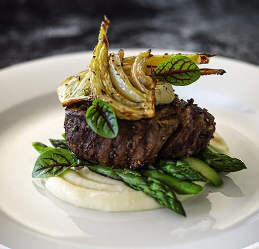 Beef Fillet Potato Puree Roasted Fennel and Asparagus – Sids Sauce