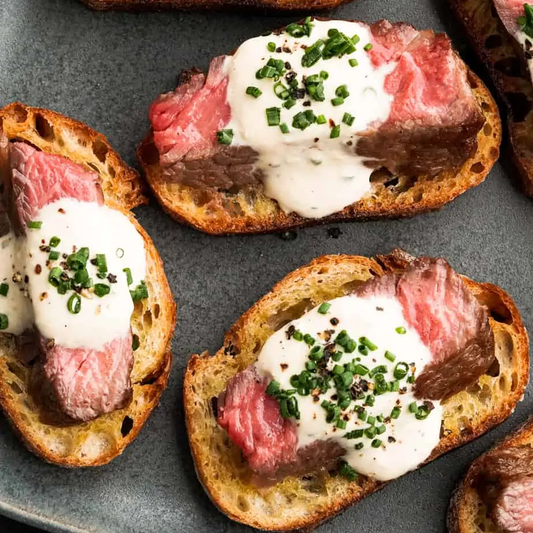 Beef Tenderloin Crostini with Horseradish