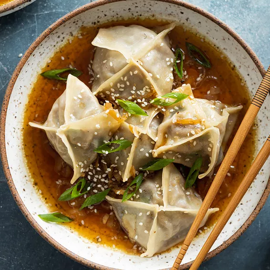 Beef & Mushroom Dumplings in Broth