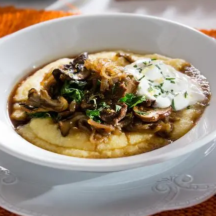 Beef & Mushrooms on Creamy Polenta