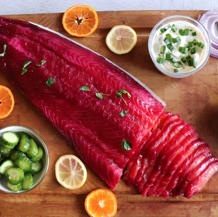 Beetroot and Gin Cured Salmon