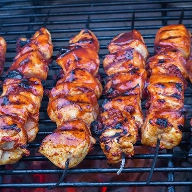 Bourbon Bacon BBQ Chicken Kebabs