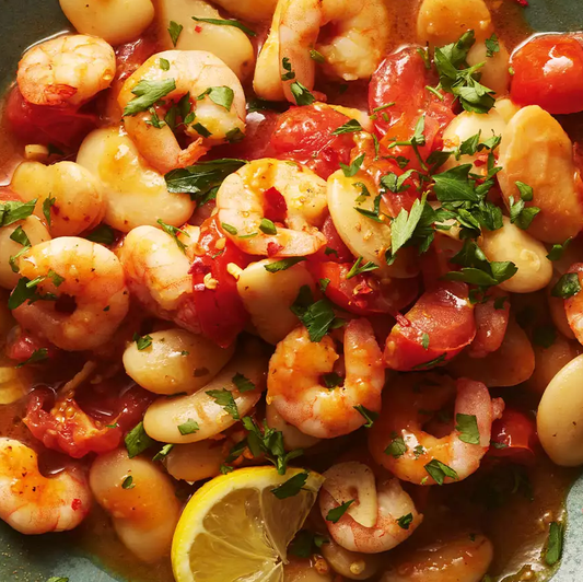 Butter Beans with Prawns