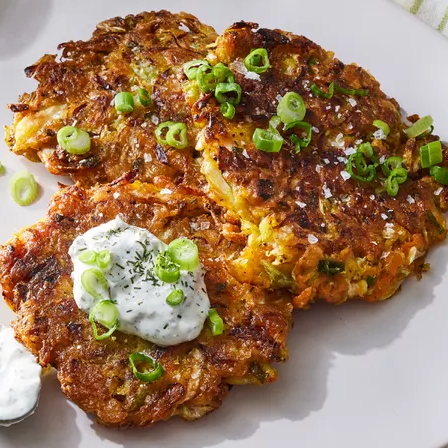 Cabbage Fritters with Garlic Dip