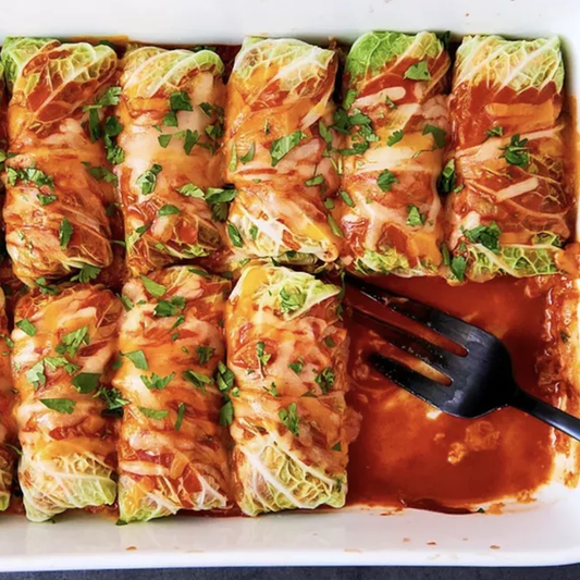 Cabbage Wrapped Chicken Enchiladas