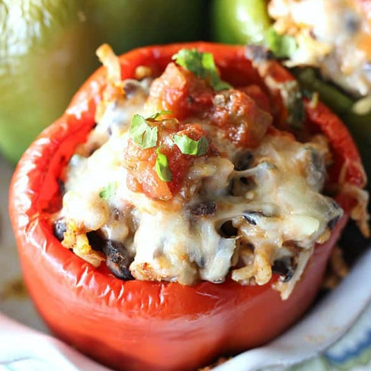 Capsicums with Black Beans