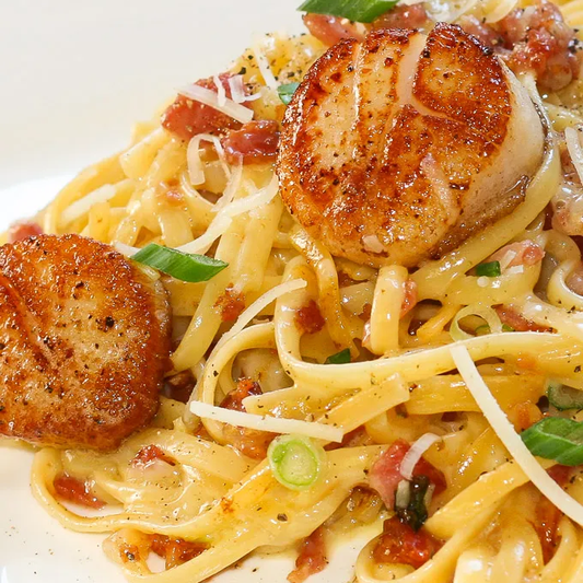 Carbonara with Pan Seared Scallops