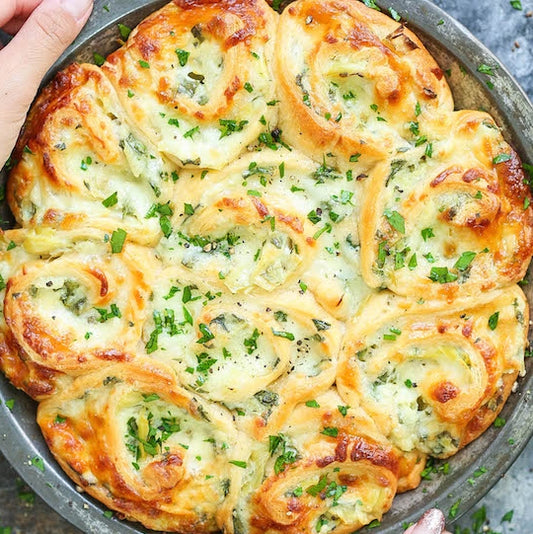 Cheesy Spinach & Artichoke Pinwheels