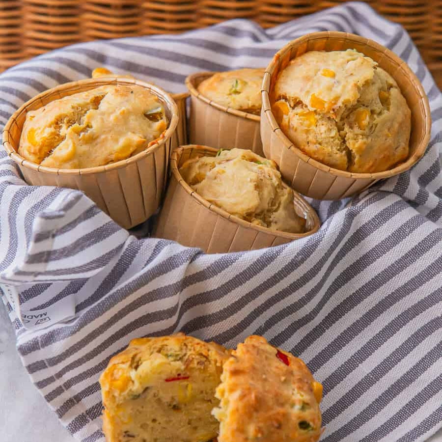 Cheesy Tuna & Corn Muffins