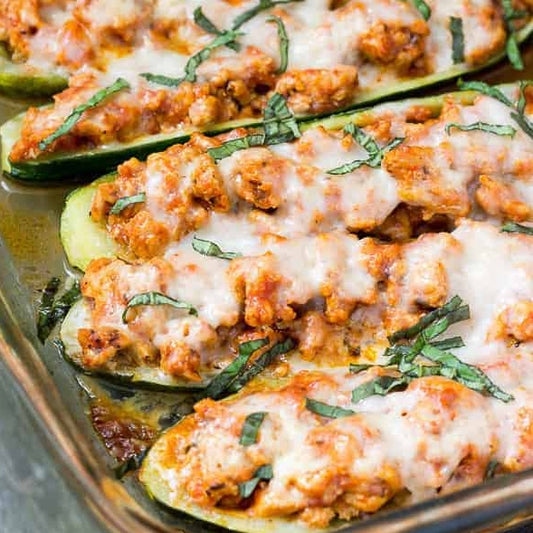 Chicken Parmesan Zucchini Boats