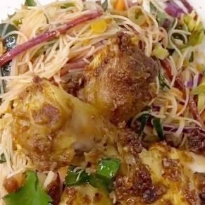 Chicken Satay Drumsticks with Noodles