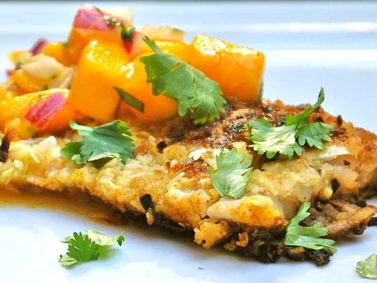 Coconut-Crusted Fish Fillets With Mango Salsa
