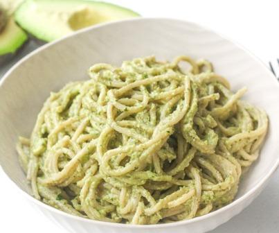 Creamy Avocado Basil Pesto Spaghetti