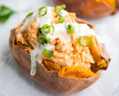 Creamy Buffalo Chicken Stuffed Kumera