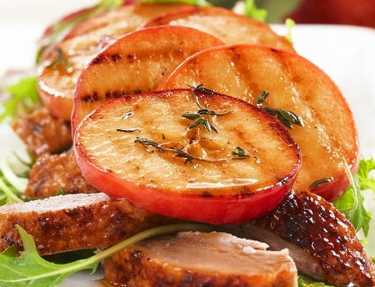 Crispy Skin Duck with Chargrilled Apples