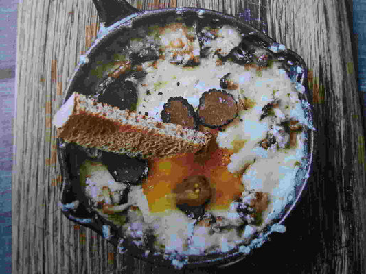 Duck Egg en Cocotte with Mushrooms & Gruyère Cheese