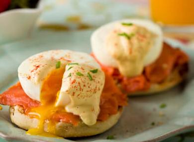 Eggs Benedict with Salmon & Orange Hollaise