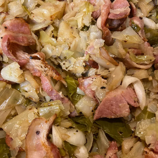 Fried Cabbage with Bacon & Sprouts