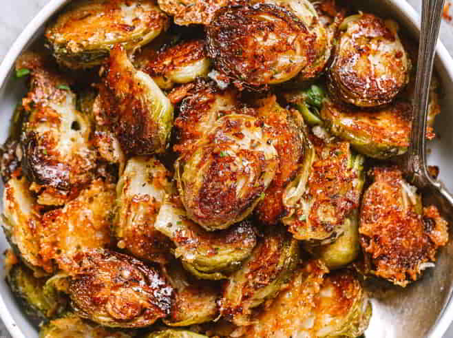 Garlic Parmesan Roasted Brussels Sprouts